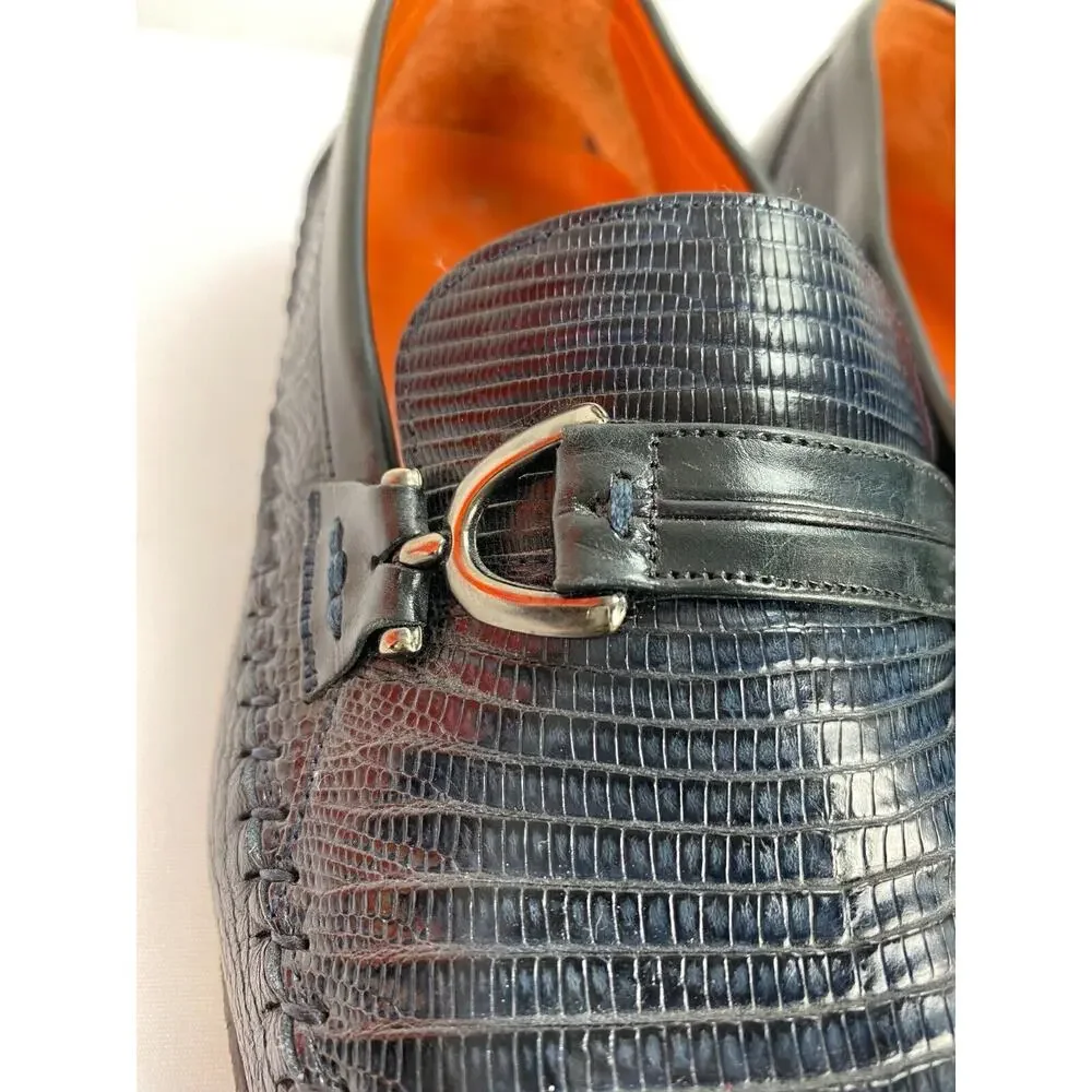 Mezlan Men's Genuine Lizard Navy Blue Loafer Size 8M
